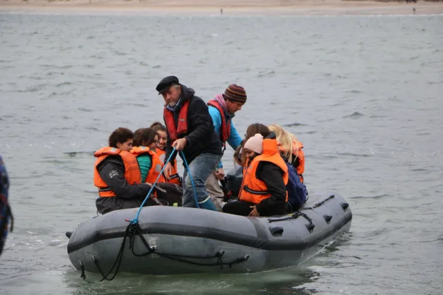 Conservation Behaviour students in boat