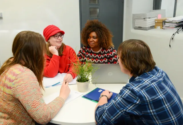 A group of students studying