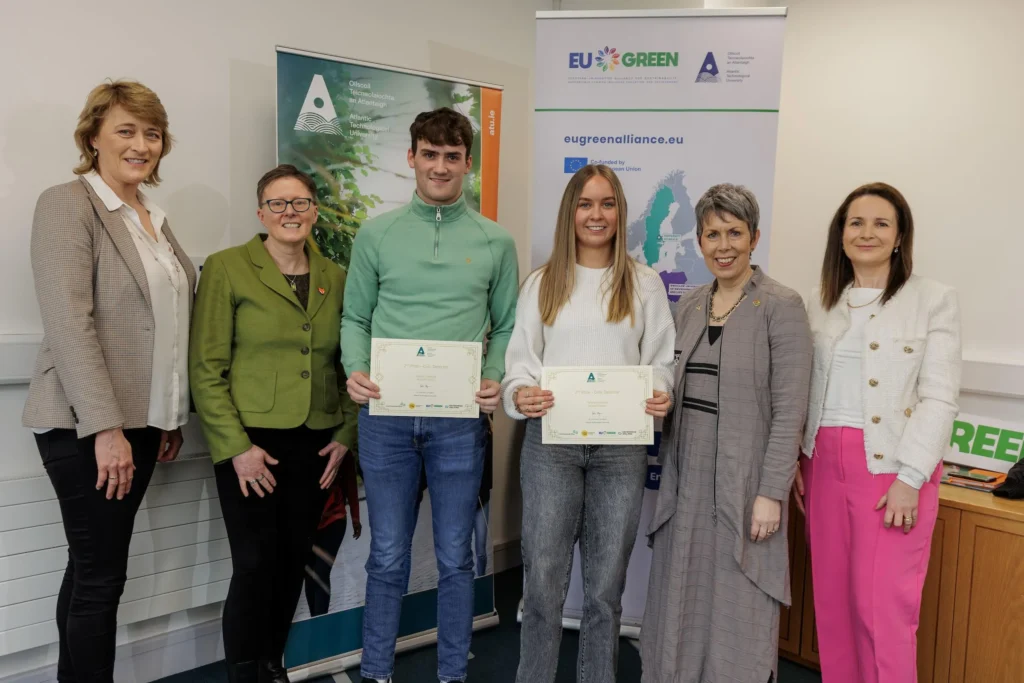 Group of students and staff from ATU with certificates