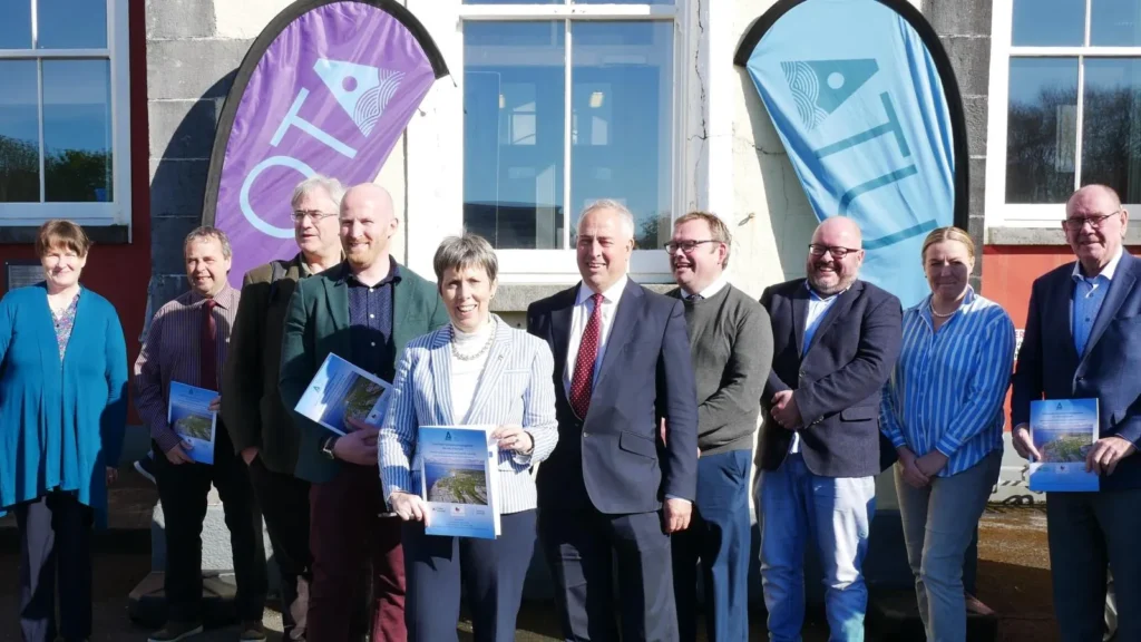 ATU President Dr Orla Flynn with attendees of the launch of the ATU Island Project in Letterfrack