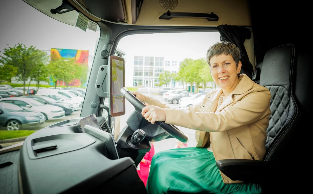 ATU President Dr Orla Flynn in the driver sit of a lorry cab