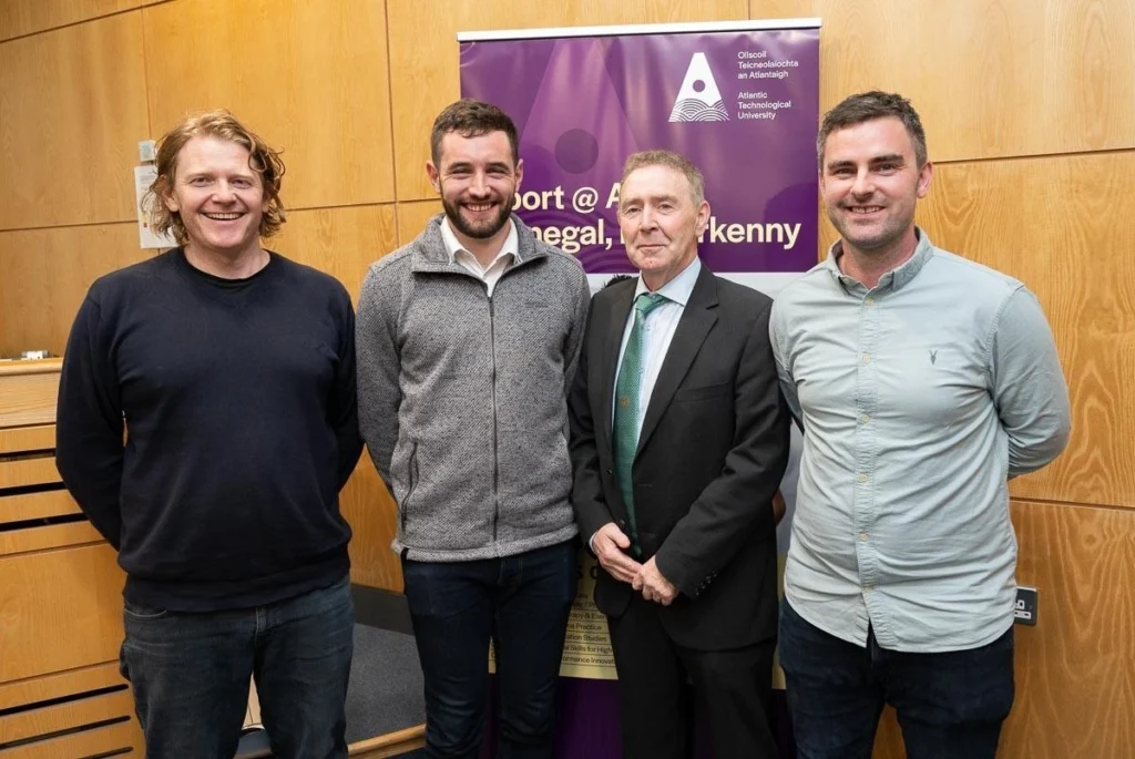 Pictured at the second Concussion Conference at ATU Donegal campus in May 2022, (L-R) Dr Michael McCann, Caomhan Conaghan, Dr Kevin Moran and Dr Rónán Doherty.