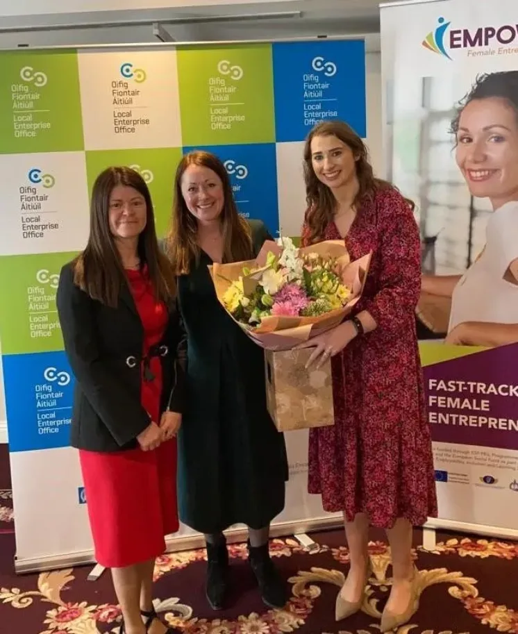 Winner Natasha Langan (centre) with Gillian Buckley, Western Development Commission, and Eilis Mulloly from Roscommon LEO who sponsored the event.