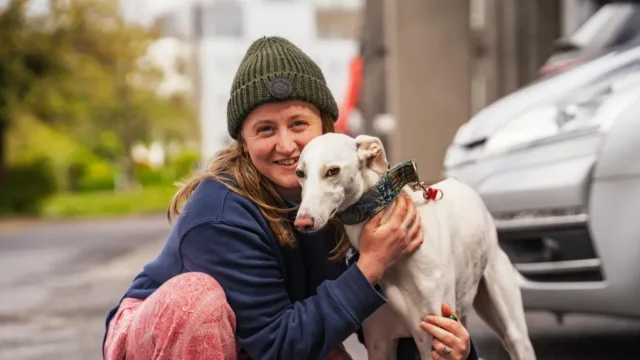 woman and dog at Canines on Campus