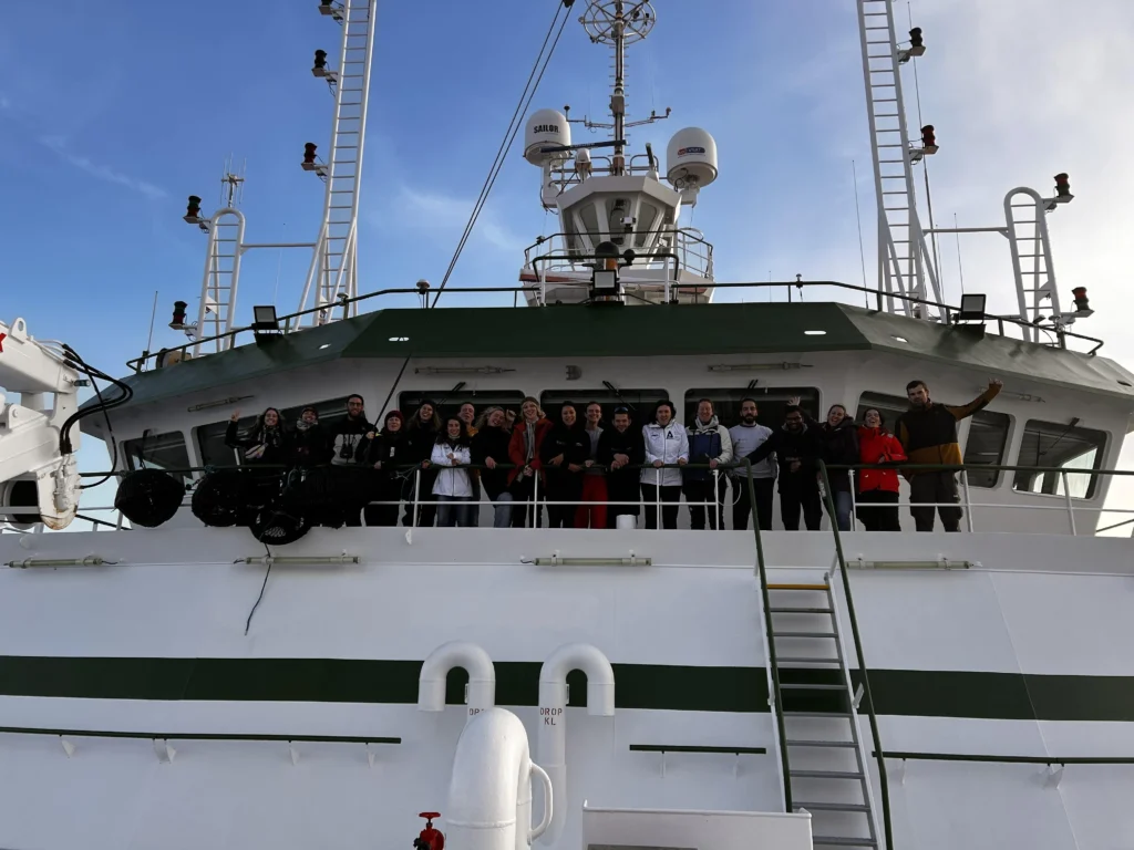 Marine scientist students on boat