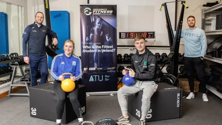 Sports lecturers from ATU Letterkenny with fitness equipment