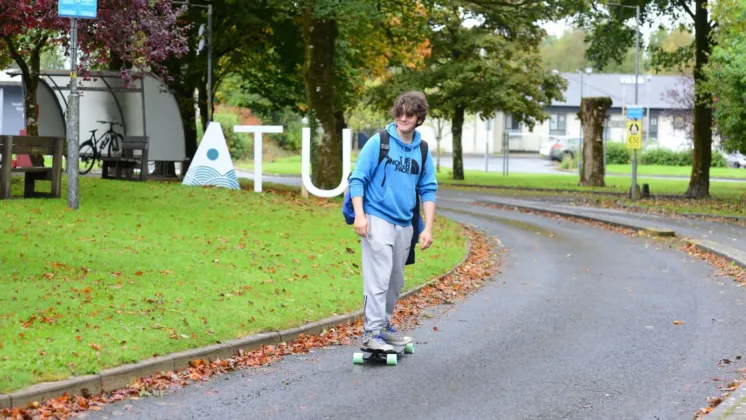 student on skateboard