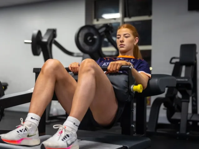 Student on gym equipment