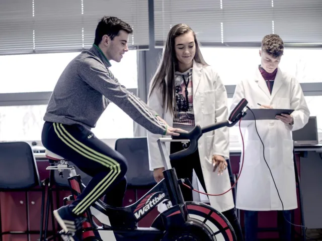 Student on gym equipment