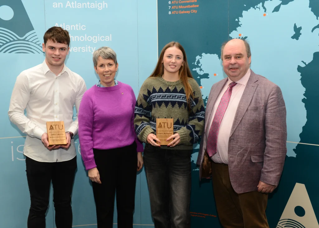 Príomhoide/Principal, Coláiste Oiriall, Muineachán/Monaghan, Brendan O’Dufaigh attended the event to mark the achievements of two of his former students, Jake Lambe and Isabelle McDonnell. Isabelle is studying the Bachelor of Science (Hons) in Applied Biology and Biopharmaceutical Science and Jake is studying the Bachelor of Science (Hons) in Medical Science.