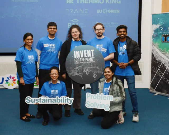 IFTP Ireland 2025 winning team IRIS, L to R, back row: Joyce Mathew, ATU Galway, Christopher D'mello, DIT, Gabriela Rodrigues, University of Galway, Camillo Murgia, ATU Galway, Harish Sampathkumar, ATU Donegal. Front row, Dipshikha Das, ATU Galway, Kajal Bhapkar, ATU Donegal. [Photo: Brad Anderson. No repro fee]