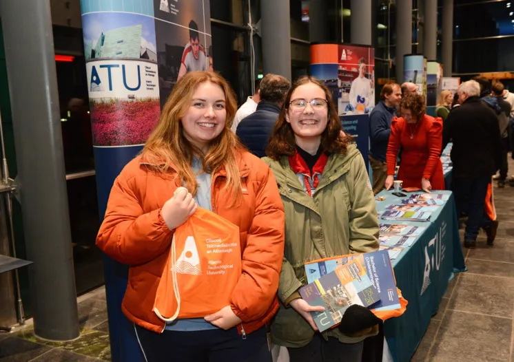 Smiling attendees at ATu Galway City Open Day.