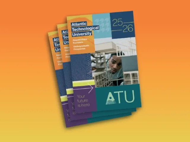 A graphic showing the ATU Prospectus 24-25 with an orange gradient background.