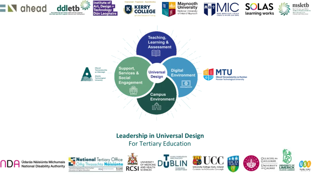 Leadership in Universal Design For Tertiary Education Logo, including all partner logos.