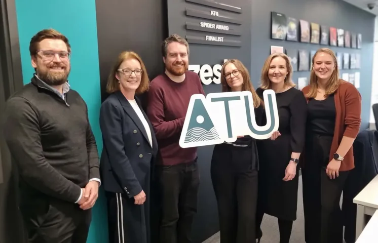 Photo Caption: Jason Riahi (Head of Commercial at Zesty), Karen Smyth (ATU Marketing Officer), Daniel Jones (ATU Website Manager), Catherine Eldridge (Account Executive at Zesty), Louise Forbes (Managing Director at Zesty) and Holly Clemens (Account Director at Zesty).