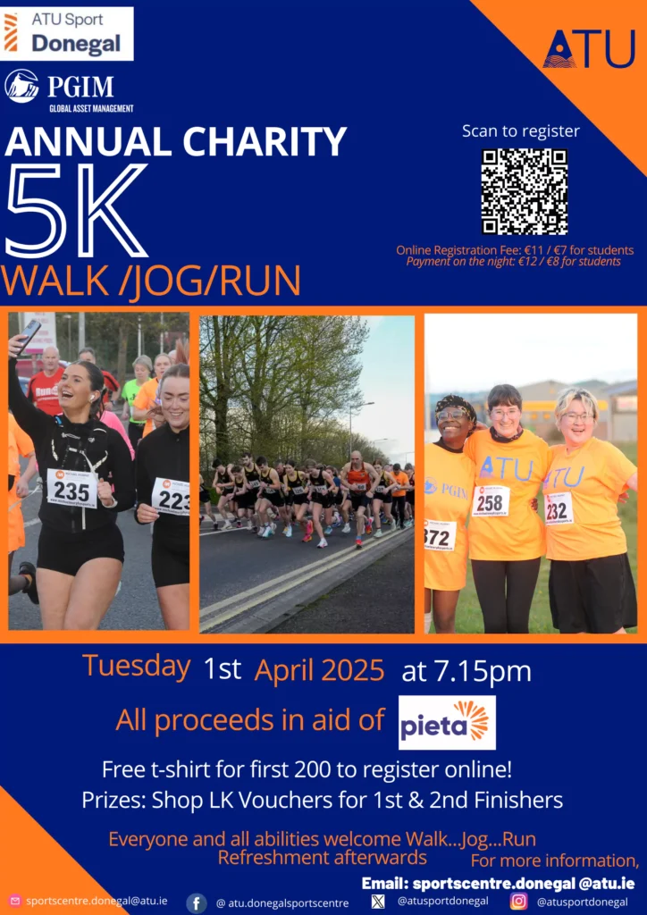 Poster for the ATU 5k run/walk in Donegal