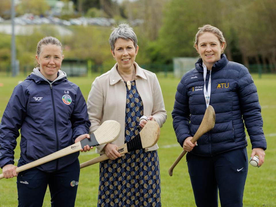 Lizzy Broderick, Technical Development and Participation Manager, The Camogie Association,  Dr Orla Flynn, ATU President and Molly Dunne, ATU Galway Sports Development Officer.